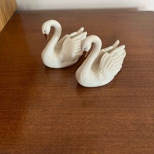 Set of two small white Lenox swans handcrafted in china